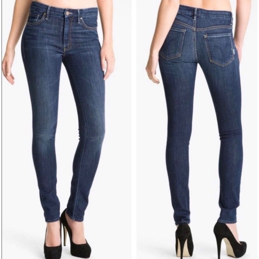 Mother High Waist Looker Jeans Women 29 Blue Skinny Flowers From Storm Wash